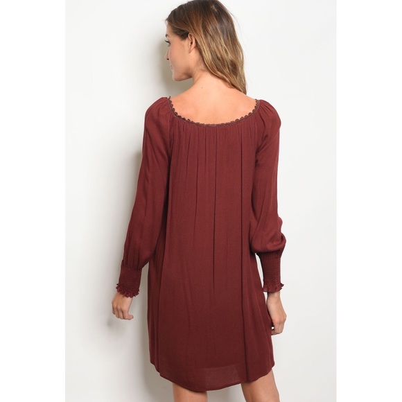 Burgundy lace detail tunic dress - Picture 3 of 3